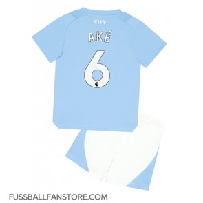 Manchester City Nathan Ake #6 Replik Heimtrikot Kinder 2023-24 Kurzarm (+ Kurze Hosen)